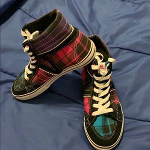 Girls Blue Pink and Purple High Top Vans